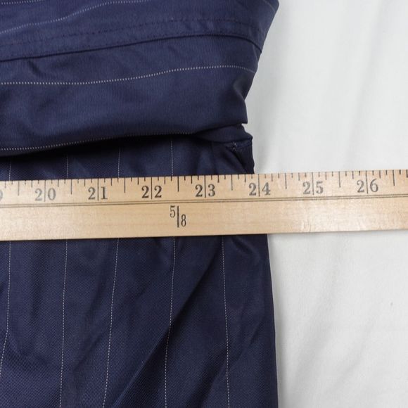 Kenneth Cole Reaction Long Windbreaker Men M Full Zip Blue Hooded Striped Lined - Picture 6 of 9